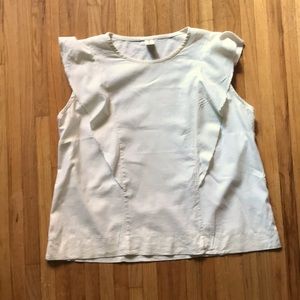 Sleeveless white linen top